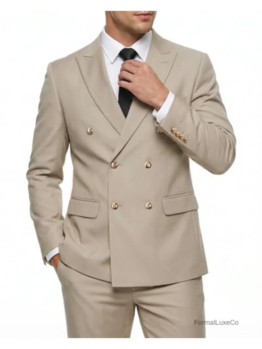 Men's Double Breasted Tuxedo Suit Set Slim Fit Jacket & Pants